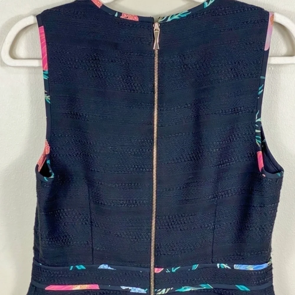 KATE SPADE New York Floral Blossom Trim Tweed Black Dress Women's Size 0 LBD EUC